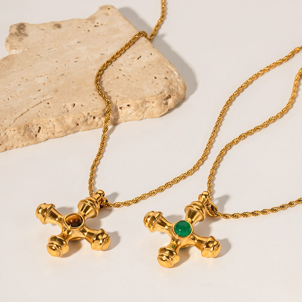 Halskette "Maria" Vintage Stil in Edelstahl - 18k vergoldet