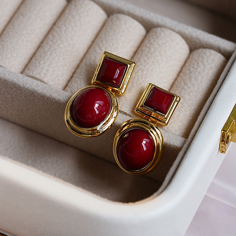 Large retro style earrings - 18k gold plated