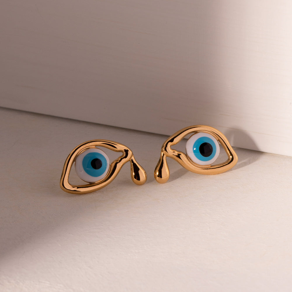 Ohrringe "Nazime" Evil Eye in Edelstahl - 18k vergoldet