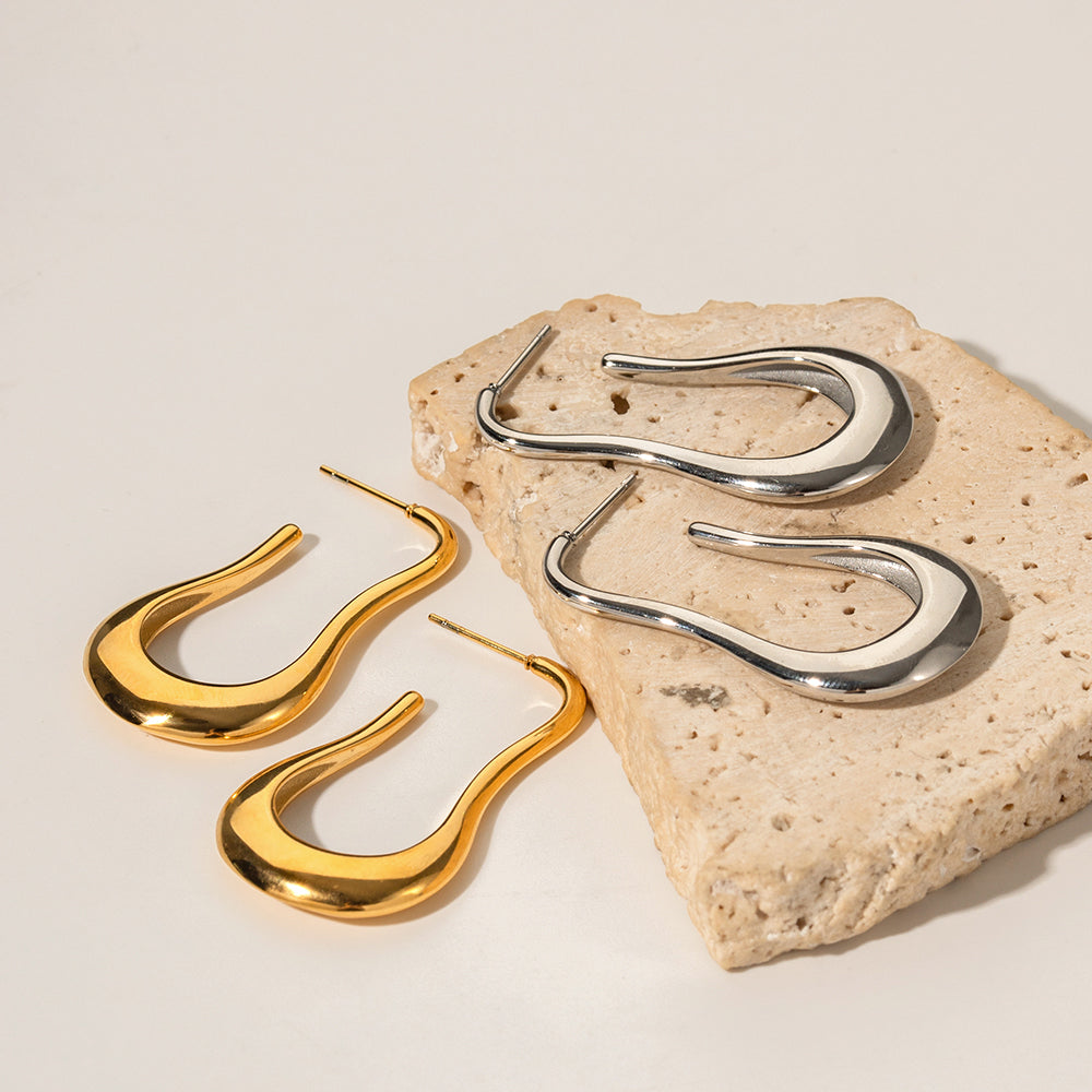 Creoles "Mia" artistic in stainless steel