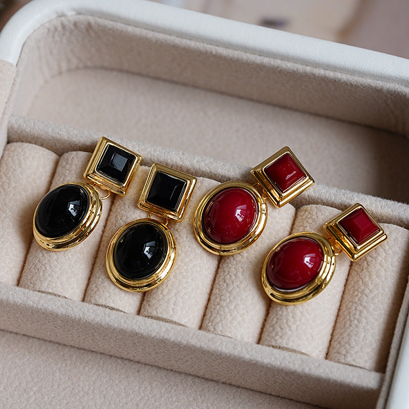 Large retro style earrings - 18k gold plated