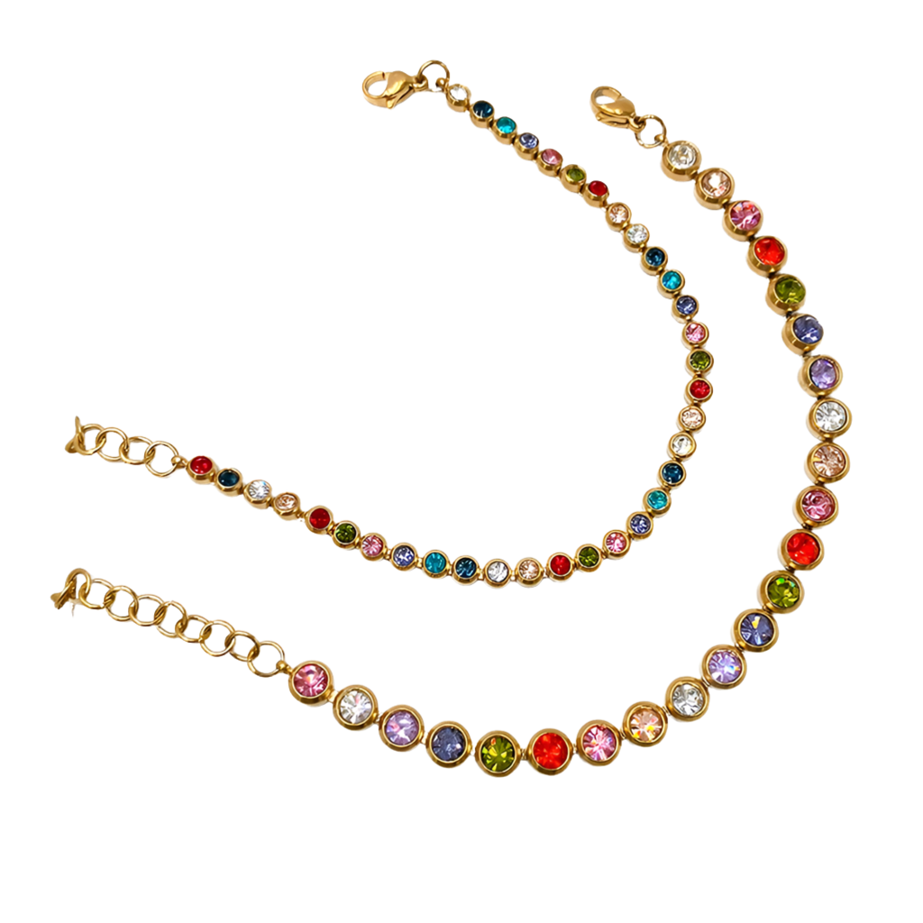 Armband "Bella" mehrfarbig mit Steinen in Edelstahl - 14k vergoldet