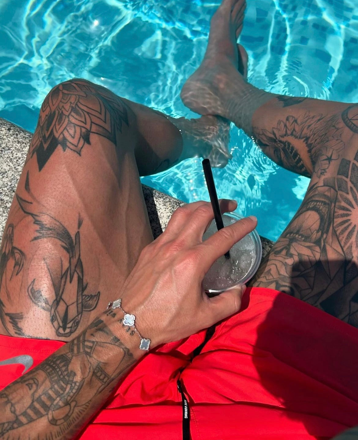 Herren "Leo" Kleeblatt Armband, weiss - 18k vergoldet