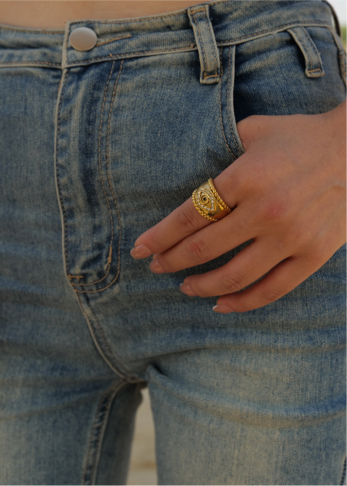 Ring "Nazar" Evil Eye in Edelstahl - 18k vergoldet