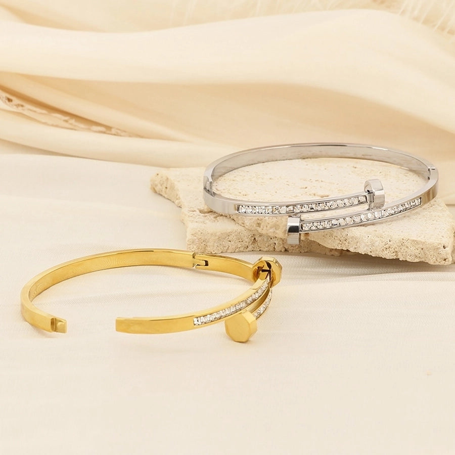 Bangle "Nail" in Edelstahl -18k vergoldet