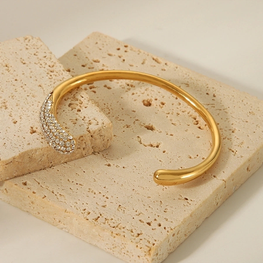 Bangle "Luxe" in Edelstahl mit Zircon Steinen - 18k vergoldet