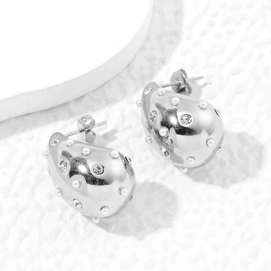 Ohrringe "Hailey" Drop mit Steinen in Edelstahl - 18k vergoldet