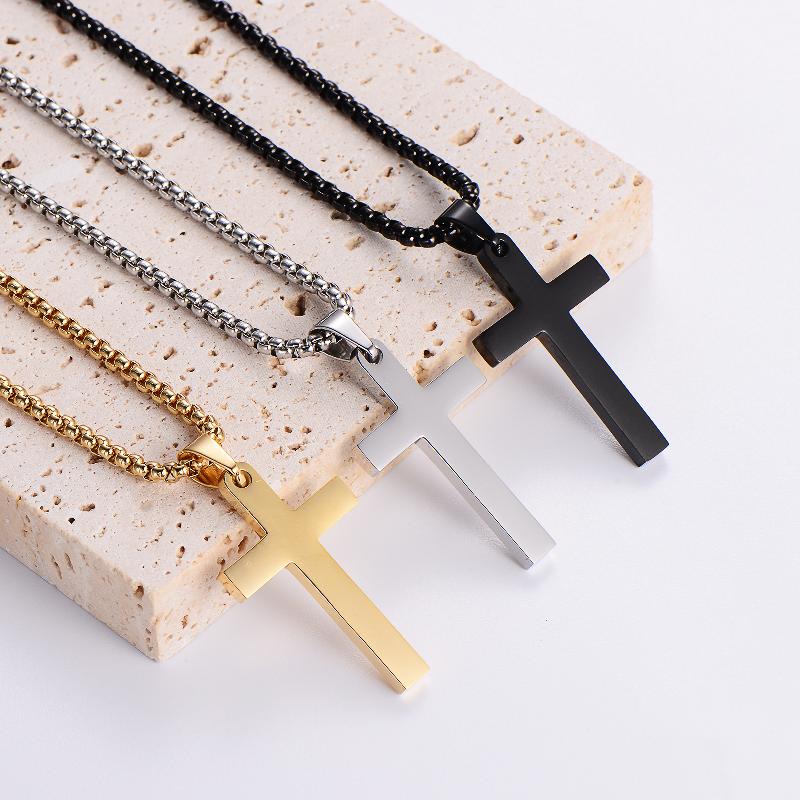 Kreuz Kette in Edelstahl - 18k vergoldet