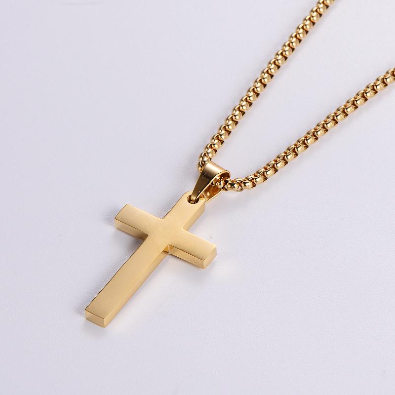Kreuz Kette in Edelstahl - 18k vergoldet