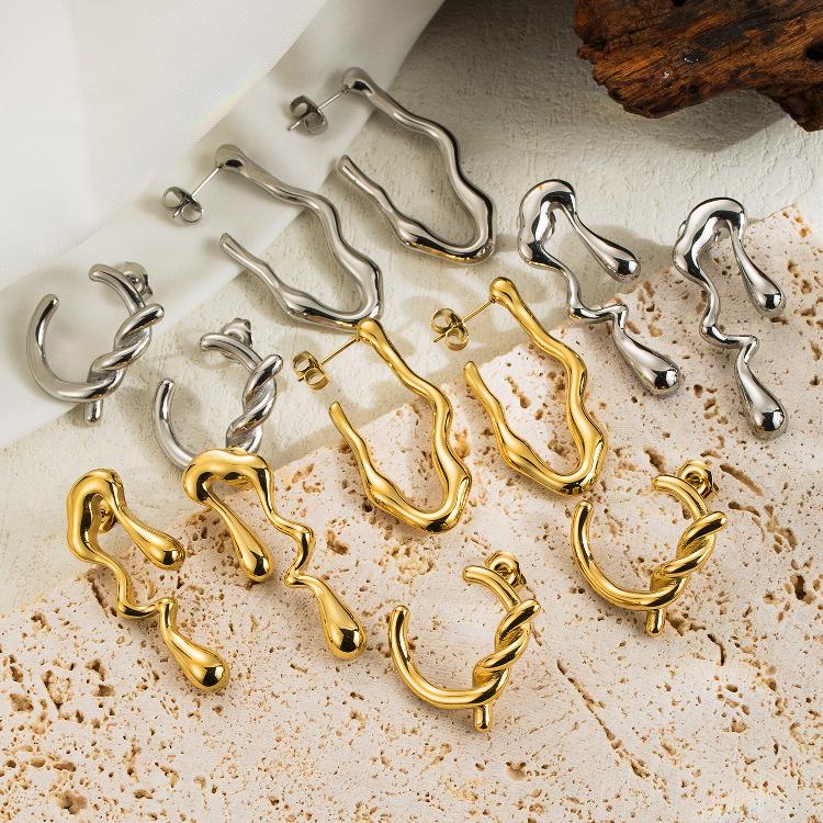 Ohrringe "Tea" Tropfen Design in Edelstahl - 14k vergoldet