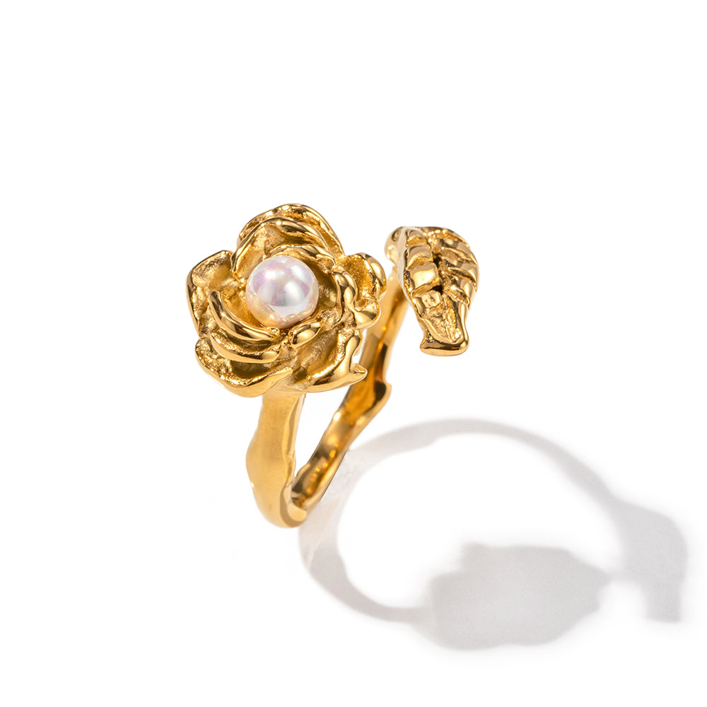 Ring "Rosi" Rosen Design in Edelstahl - 18k vergoldet