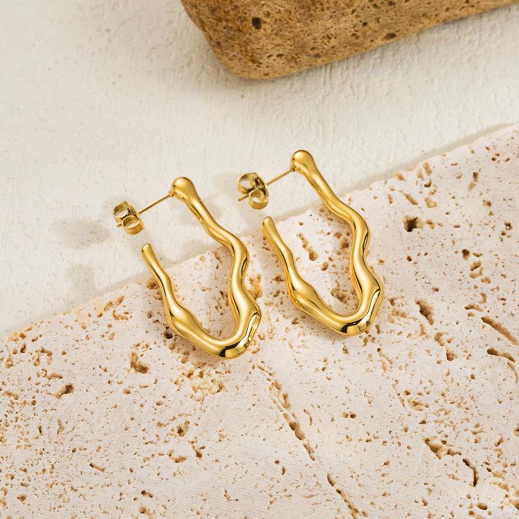 Ohrringe "Tea" Tropfen Design in Edelstahl - 14k vergoldet