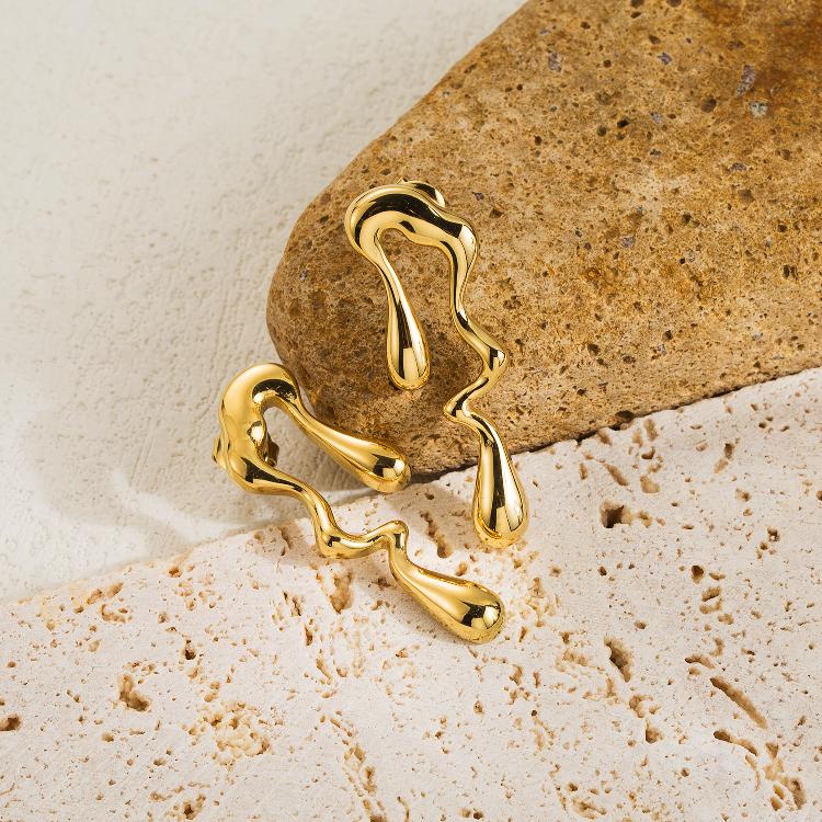 Ohrringe "Tea" Tropfen Design in Edelstahl - 14k vergoldet