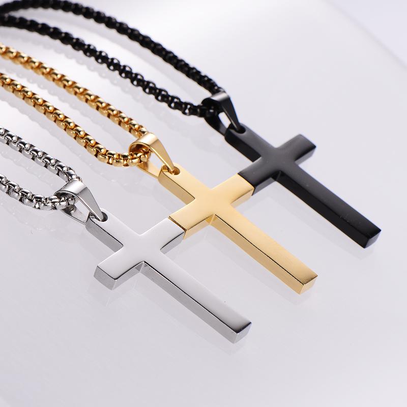 Kreuz Kette in Edelstahl - 18k vergoldet